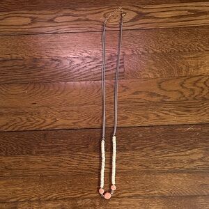 J. Jill Cream and Pink Beaded Pendant Necklace